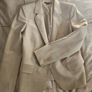 Theory Beige Tailored One Button Blazer Women’s Size 10 Linen Blend